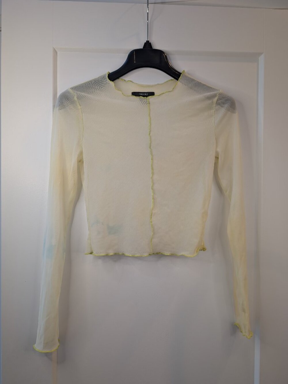 Forever 21 Neon Trim Sheer Mesh Crop Top Women's Size Small